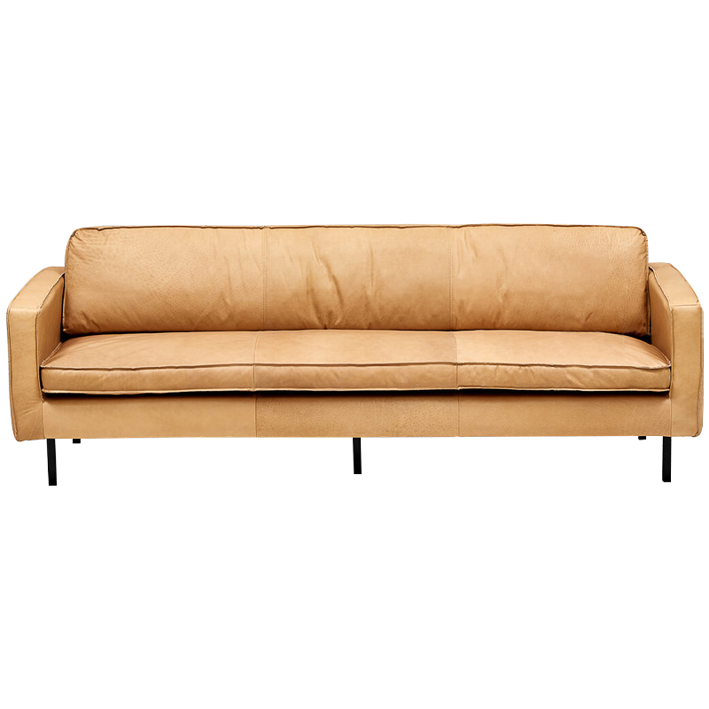 Диван кожаный Adrian Beige Leather Sofa Бежевый Черный в Воронеже | Loft Concept 