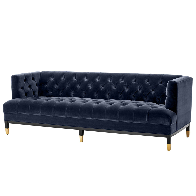 Диван Eichholtz Sofa Castelle midnight blue Темно-синий Черный Латунь в Воронеже | Loft Concept 