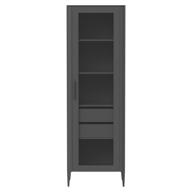 Витрина темно-серая со стеклянной дверью с 4-мя полками и 2-мя ящиками Type  Серый в Воронеже | Loft Concept 