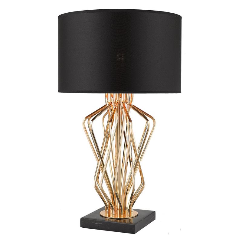 Настольная лампа Lester Table Lamp Черный Мрамор Nero Глянцевое золото в Воронеже | Loft Concept 