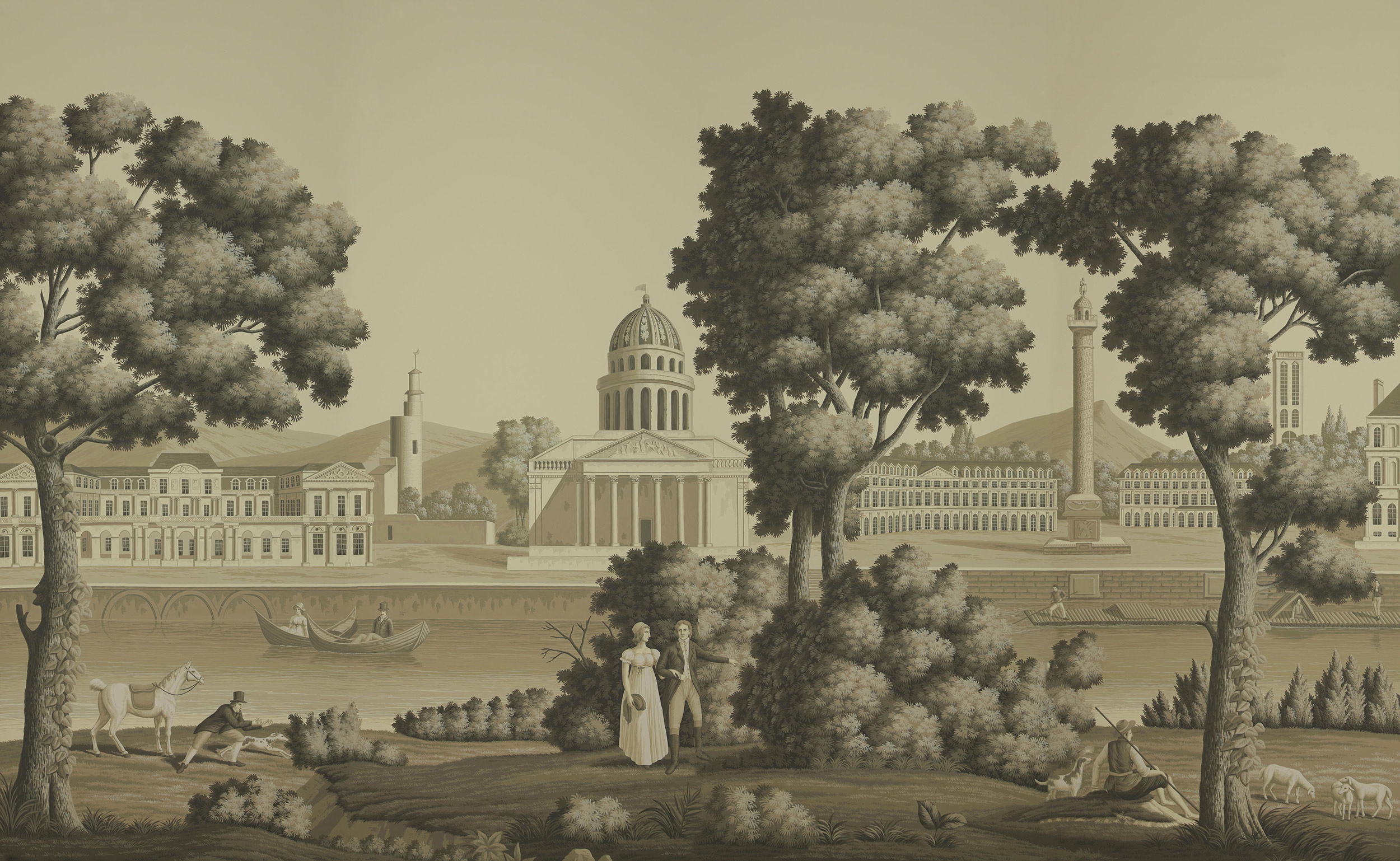 Обои ручная роспись Monuments of Paris Terre Foncée on scenic paper Обои ручная роспись Monuments of Paris Terre Foncée on scenic paper - постер Loft-Concept в Воронеже
