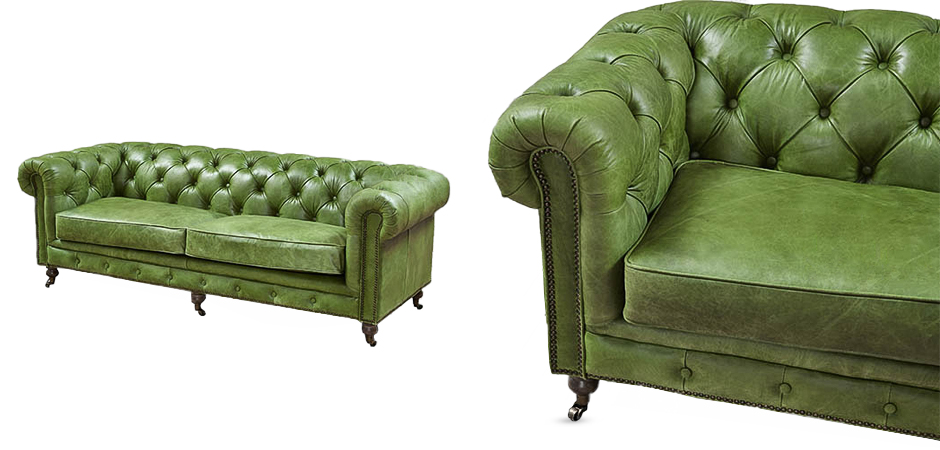Диван Chesterfield leather Sofa green Диван Chesterfield leather Sofa green - Loft-Concept в Воронеже