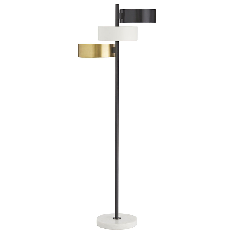 Торшер Arteriors HUTTON FLOOR LAMP Латунь Черный Белый в Воронеже | Loft Concept 