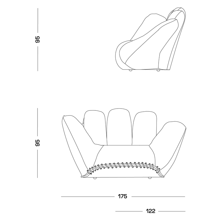 Дизайнерское кожаное кресло в форме руки Poltronova Joe Whip Armchair в Воронеже