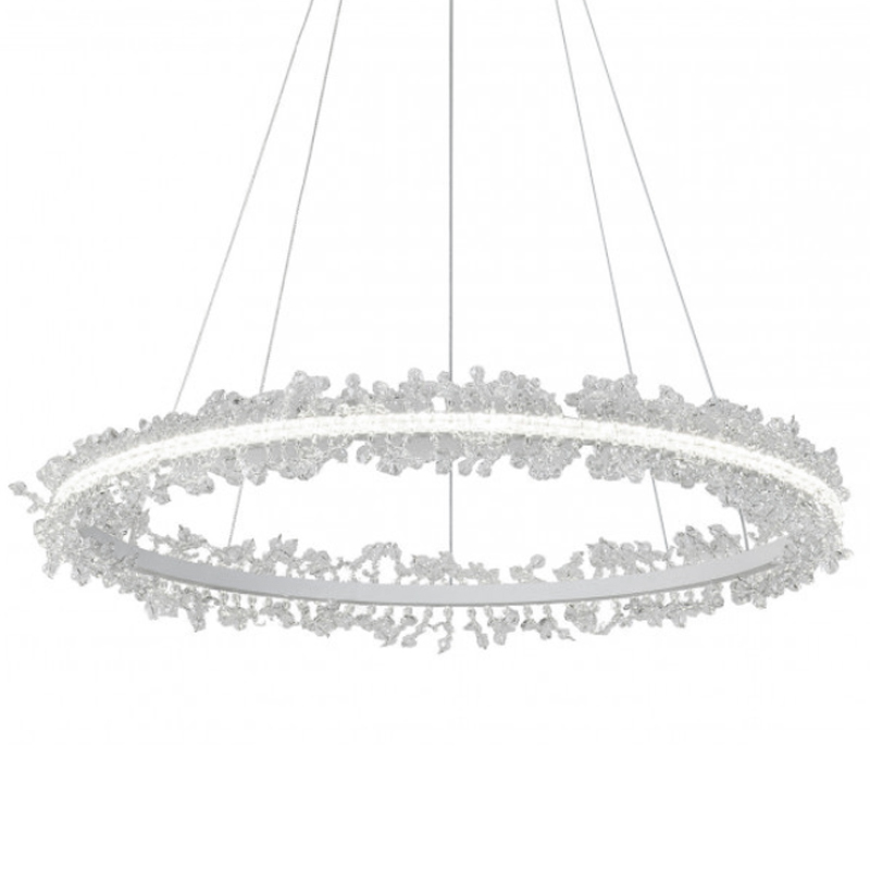 Crystal round chandelier Светильник Белое Кольцо из Хрусталя  Прозрачный Латунь в Воронеже | Loft Concept 