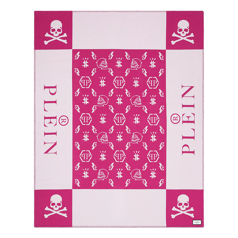 Плед Philipp Plein Plaid Cashmere Skull Pink Розовый Белый в Воронеже | Loft Concept 