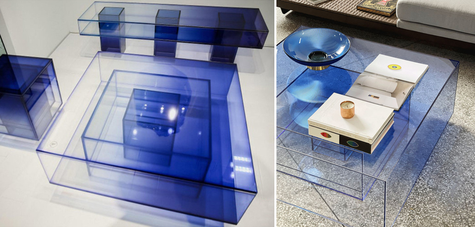 Кофейный Стол Null Blue Glass Clear Transition Color Coffee Table by Studio Buzao Customizable Кофейный Стол Null Blue Glass Clear Transition Color Coffee Table by Studio Buzao Customizable - Loft-Concept в Воронеже