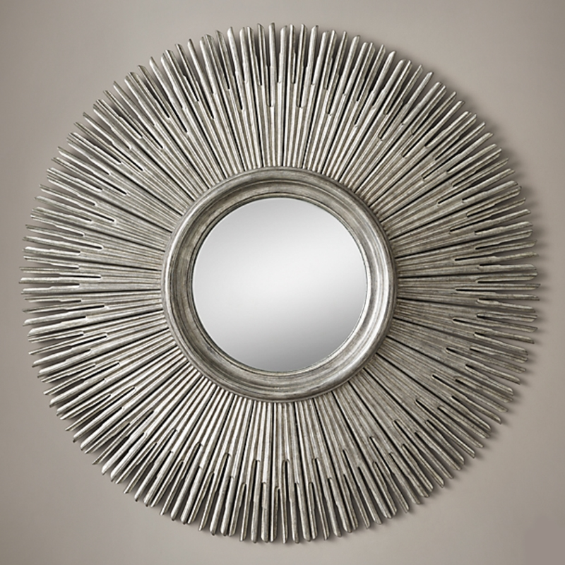 Restoration Hardware ROUND SUNBURST MIRROR Silver Серебро винтаж в Воронеже | Loft Concept 