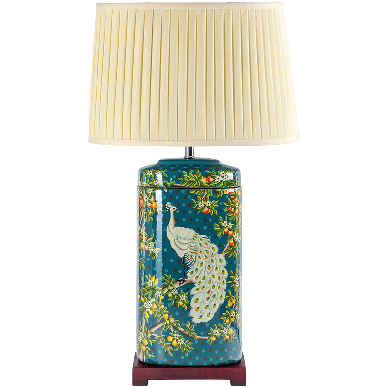 Настольная лампа White Peacock Lampshade Изумрудный Бежевый Мульти в Воронеже | Loft Concept 