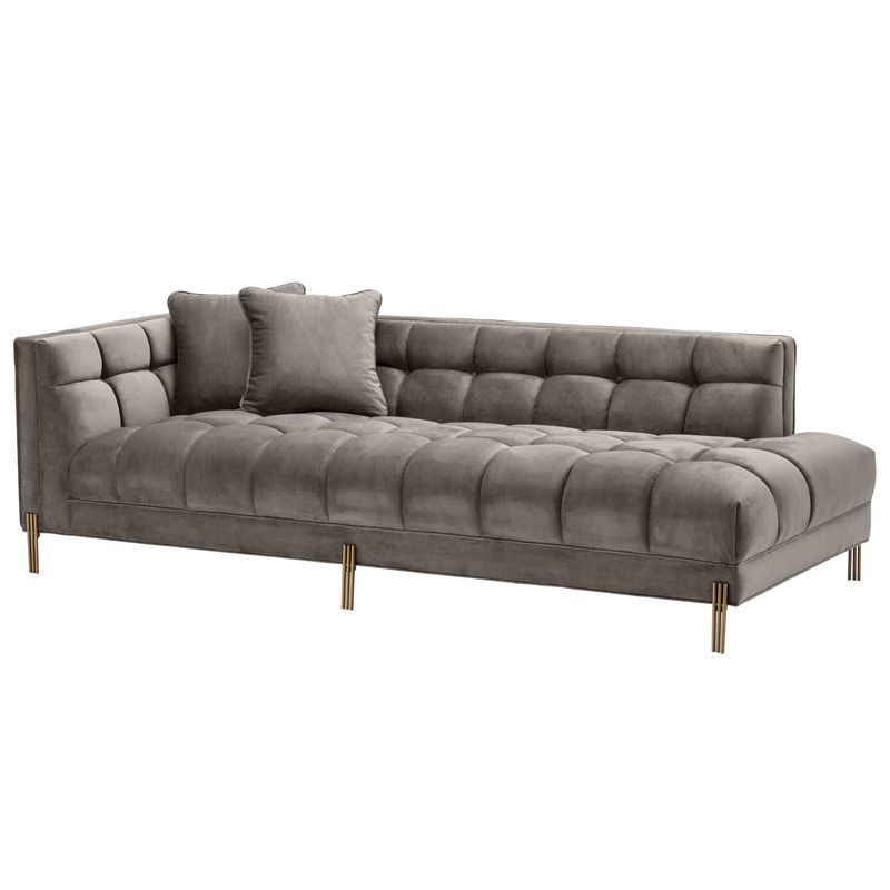 Кушетка Eichholtz Lounge Sofa Sienna Left Серый Матовая латунь в Воронеже | Loft Concept 