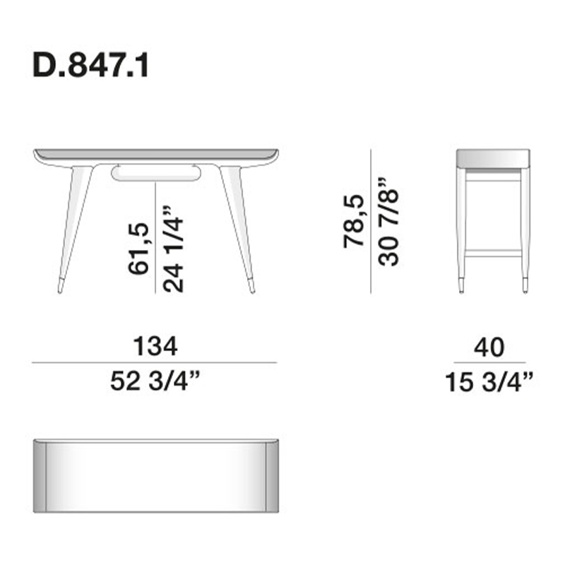 Дизайнерский рабочий стол из массива дерева Gio Ponti D.847.1 Writing Desk в Воронеже