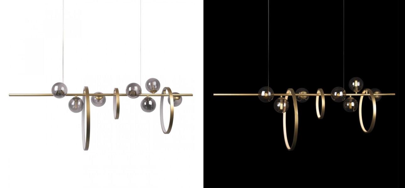 Линейная Светодиодная люстра Серое Стекло IONA Сhandelier 120 см - фото