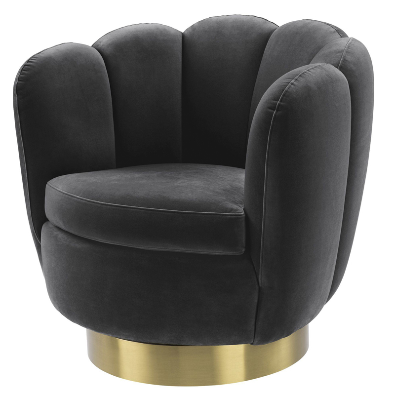 Кресло Eichholtz Swivel Chair Mirage dark grey Серый Матовая латунь в Воронеже | Loft Concept 