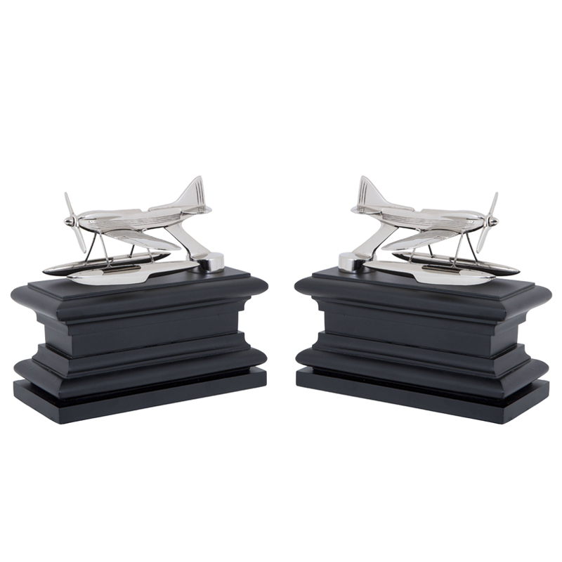 Держатель для книг Eichholtz Bookend Hydroplane set of 2 Nickel Никель Черный в Воронеже | Loft Concept 