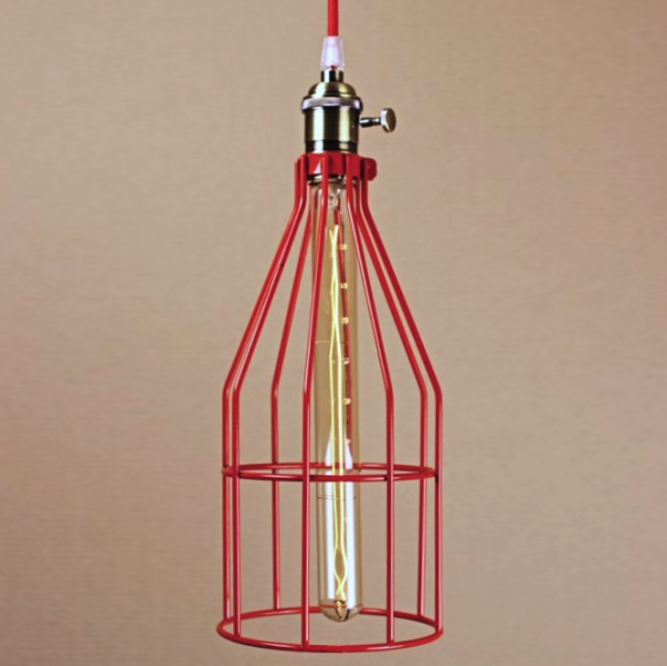 Подвесной светильник Wire Cage Pendant Twix Red Красный в Воронеже | Loft Concept 