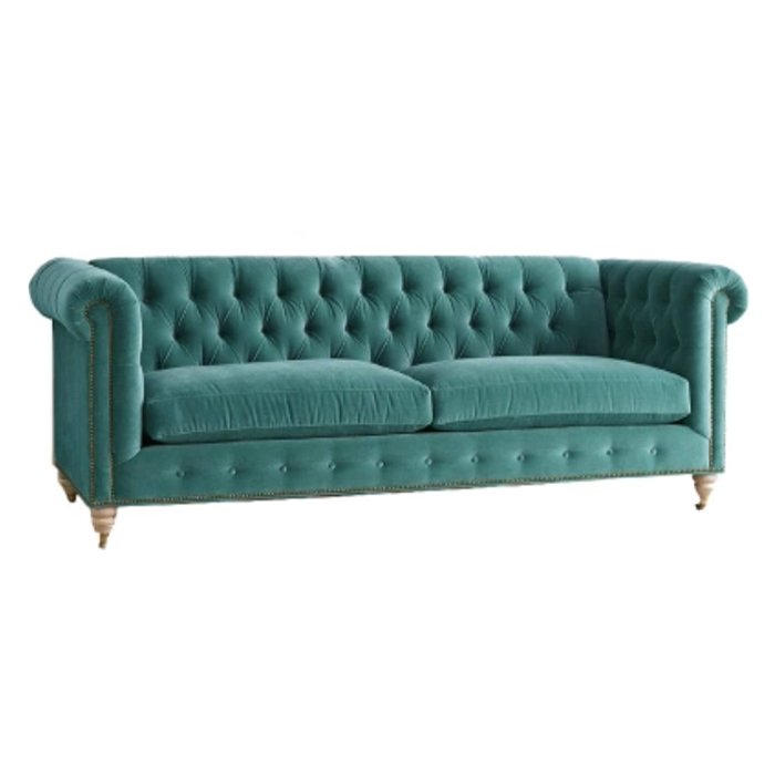 Трехместный диван Velvet Lyre Chesterfield Sofa Серый Фиолетовый Красный Малахит (зеленый) Бирюзовый Голубой пастельный Золотой в Воронеже | Loft Concept 