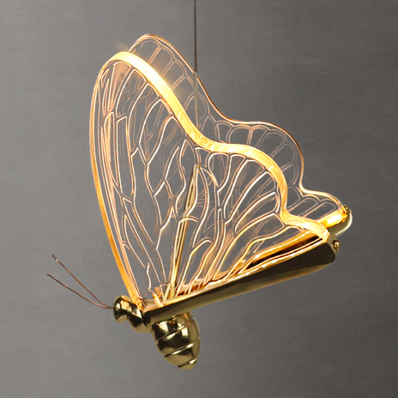 Люстра Glass butterfly chandelier C Глянцевое золото Прозрачный Черный в Воронеже | Loft Concept 