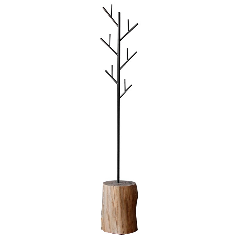 Вешалка Metal Branches and Stump Floor Hanger Black Черный Светлый дуб в Воронеже | Loft Concept 