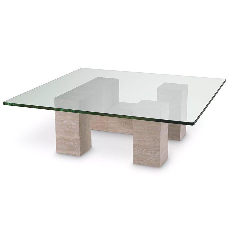 Кофейный стол Eichholtz Coffee Table Ikal Прозрачное Стекло Песочный в Воронеже | Loft Concept 