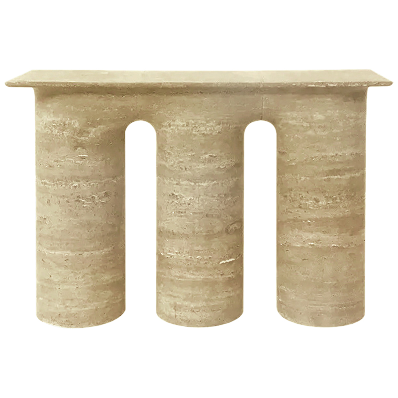 Консоль Three Columns Marble Travertine Console Песочный Коричневый в Воронеже | Loft Concept 