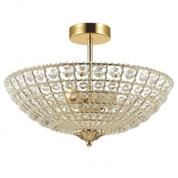 Потолочный светильник Casbah Crystal Top Lamp 3 Gold Прозрачный Глянцевое золото в Воронеже | Loft Concept 