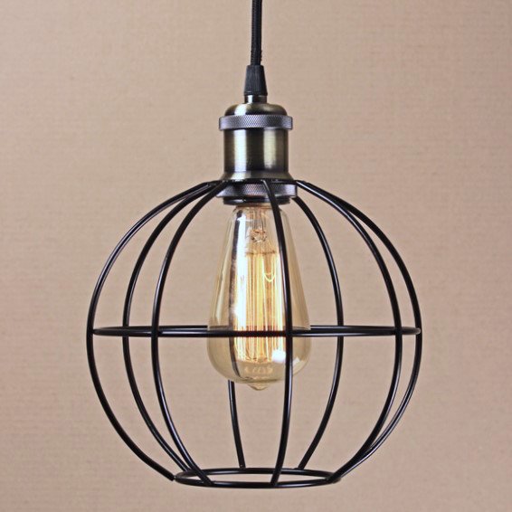 Подвесной светильник Wire Cage Pendant Ball Black Черный в Воронеже | Loft Concept 