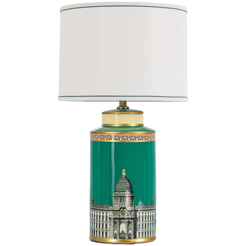 Настольная лампа Old Town Green Lampshade Белый Зеленый Золотой в Воронеже | Loft Concept 