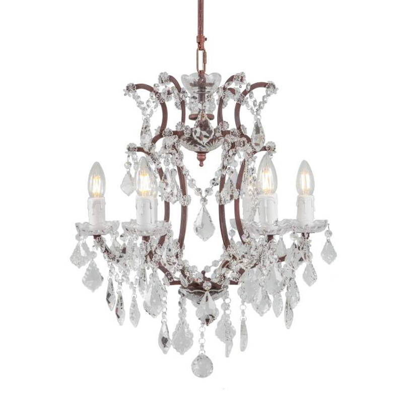 Люстра 19th c. Rococo IRON & CLEAR CRYSTAL Brown Chandelier 6 Коричневый винтаж Прозрачное Стекло в Воронеже | Loft Concept 