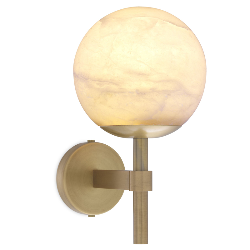 Бра Eichholtz Wall Lamp Jade alabaster Латунь Античная полированная Белый в Воронеже | Loft Concept 