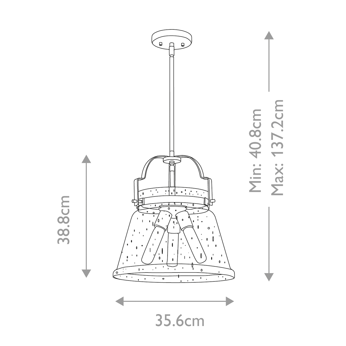 Подвесной светильник с прозрачным стеклянным плафоном в форме колокола с эффектом пузырьков и тремя лампами Quoizel в Воронеже