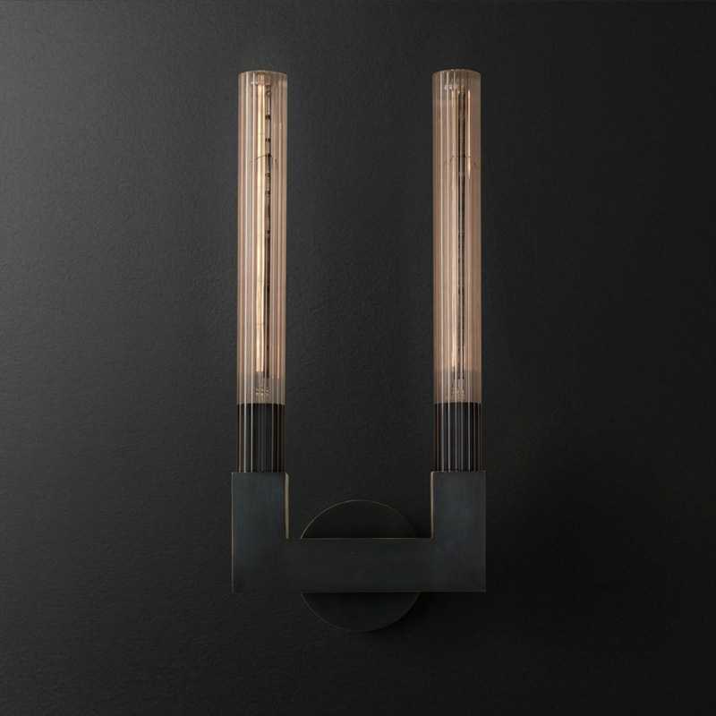 Бра RH CANNELLE wall lamp DOUBLE Sconces Black Черный Прозрачное Стекло в Воронеже | Loft Concept 