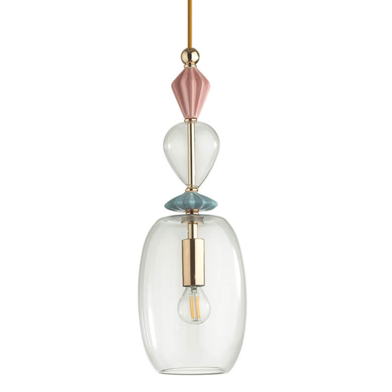 Подвесной светильник Iris Glas hanging lamp candy B Прозрачное Стекло Розовый пастельный Голубой в Воронеже | Loft Concept 