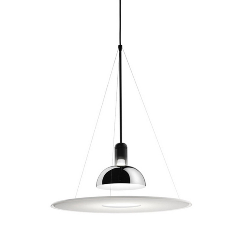 Подвесной светильник Flos Frisbi Lamp Сталь Белое матовое стекло в Воронеже | Loft Concept 