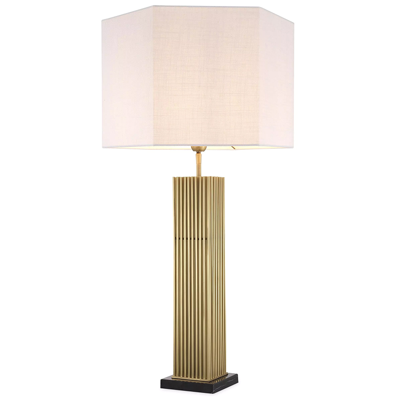 Настольная лампа Eichholtz Table Lamp Viggo Brass Латунь Белый в Воронеже | Loft Concept 