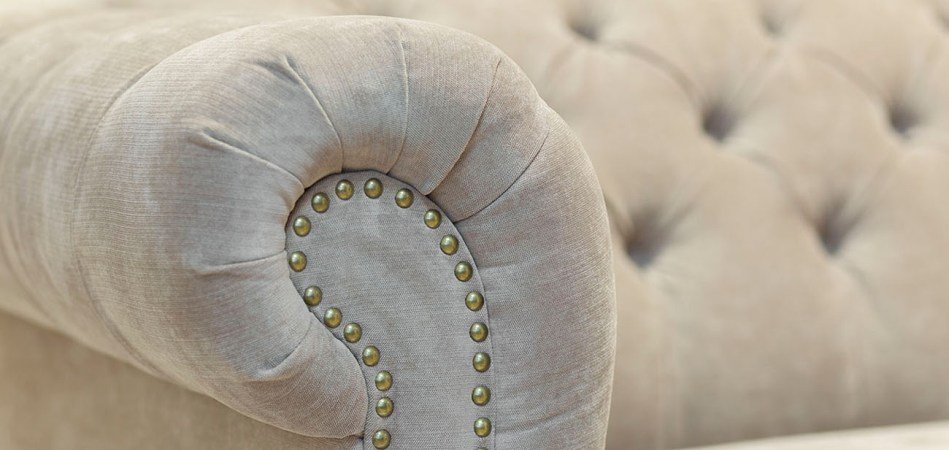 Диван велюровый бежевый трехместный Button Beige - Loft-Concept в Воронеже