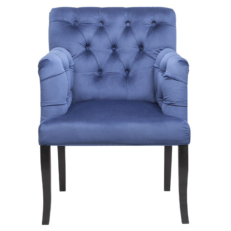 Кресло Addison Chic Armchair deep blue velour Синий Черный в Воронеже | Loft Concept 