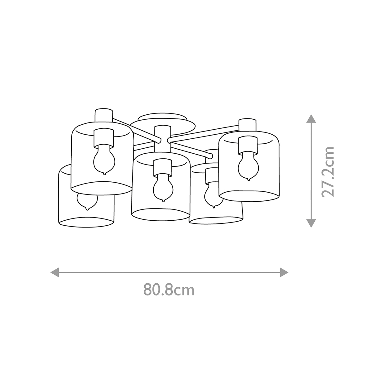 Потолочный светильник цвета латунь с пятью прозрачными цилиндрическими плафонами Hinkley в Воронеже