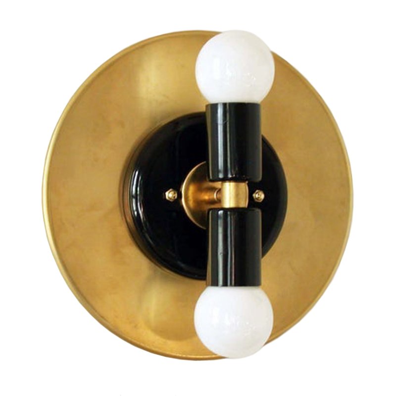 Modern Wall Double Sconce Gold Black Глянцевое золото Черный в Воронеже | Loft Concept 