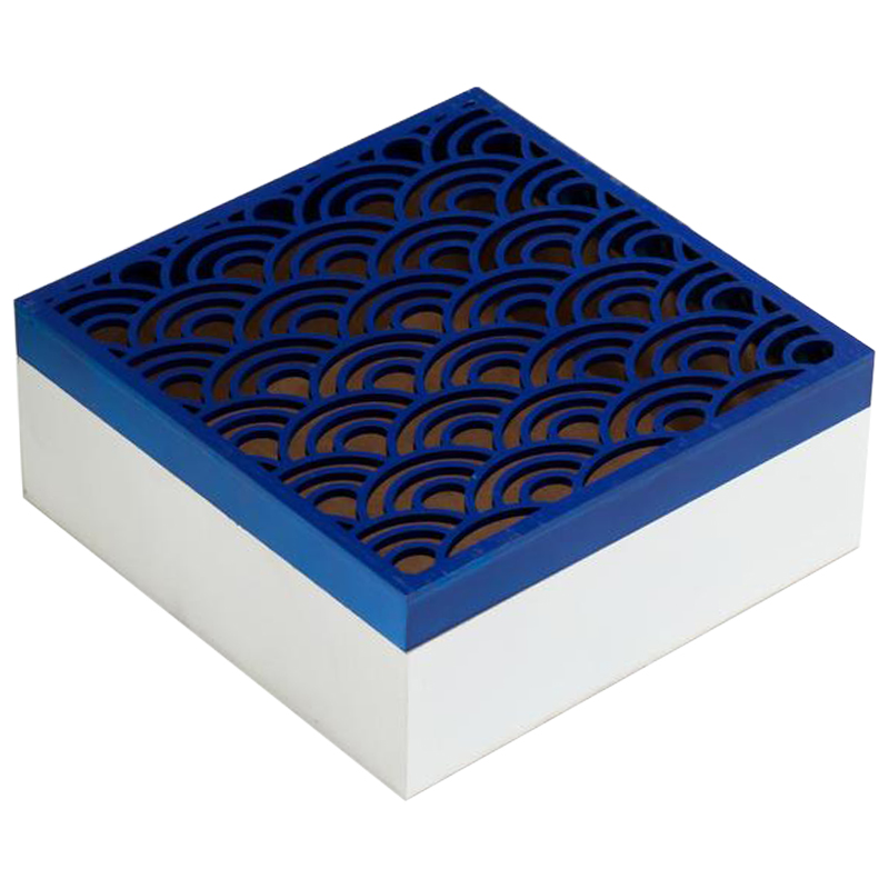 Шкатулка Deep Blue Scales Pattern Box Белый Синий в Воронеже | Loft Concept 