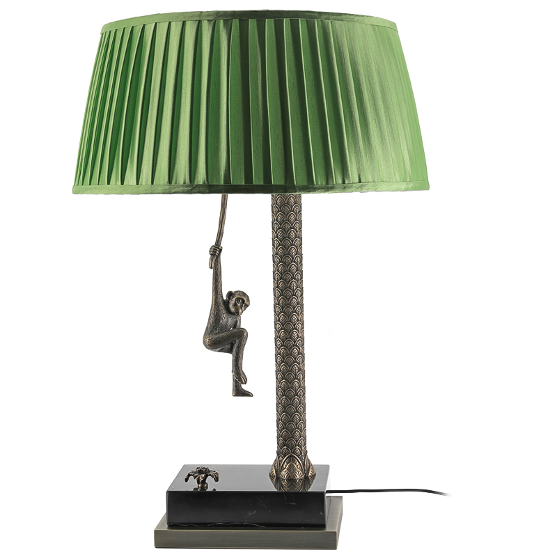 Настольная лампа Джунгли Table Lamp Jungle Green Латунь Античная полированная Черный Мрамор Nero Зеленый в Воронеже | Loft Concept 