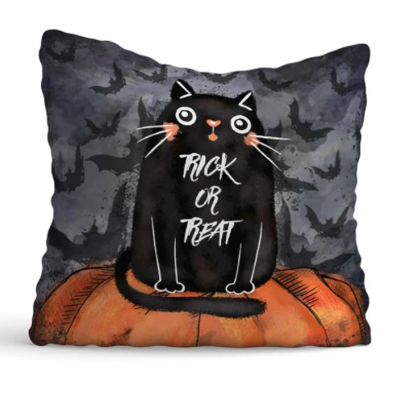 Подушка Halloween Trick or Treat Cat Черный Оранжевый Серый Подушка Halloween Trick or Treat Cat Черный Оранжевый Серый в Воронеже | Loft Concept