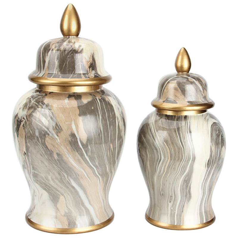 Ваза с крышкой Grey Colored Rainbow Vase Серо-бежевый Золотой в Воронеже | Loft Concept 