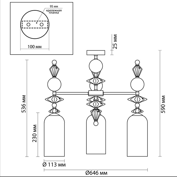 Люстра Iris Glass Chandelier candy 3 chrome в Воронеже