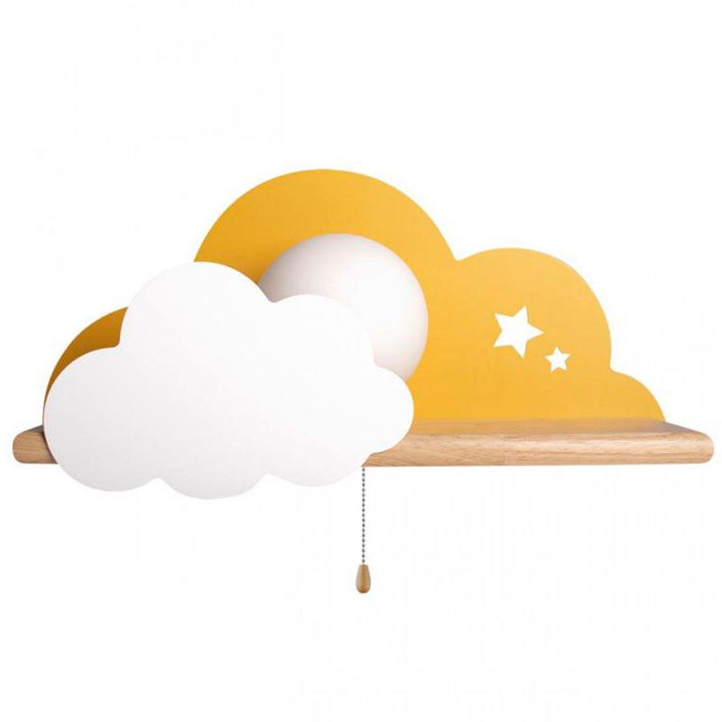 Бра с полкой желтое Облако Wall Lamp Yellow Cloud Желтый Древесина в Воронеже | Loft Concept 