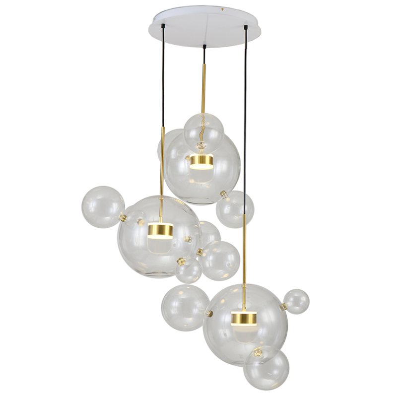 Люстра Bolle Circular Chandelier 14 BUBBLE Giopato & Coombes Прозрачный (Transparent) Латунь в Воронеже | Loft Concept 