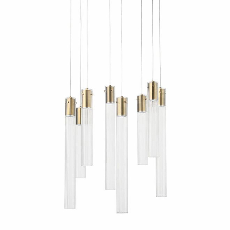 Люстра Jenae Glass Tubes Chandelier 8 Прозрачное Стекло Латунь в Воронеже | Loft Concept 