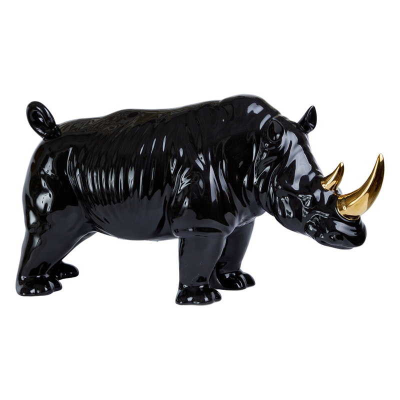 Статуэтка черный носорог с золотыми рогами Golden Horned Black Rhino Черный Золотой Статуэтка черный носорог с золотыми рогами Golden Horned Black Rhino Черный Золотой в Воронеже | Loft Concept