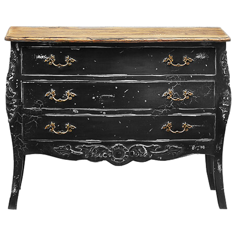 Комод в стиле прованс Carved Black Vintage Commode Черный Коричневый Винтажный черный в Воронеже | Loft Concept 