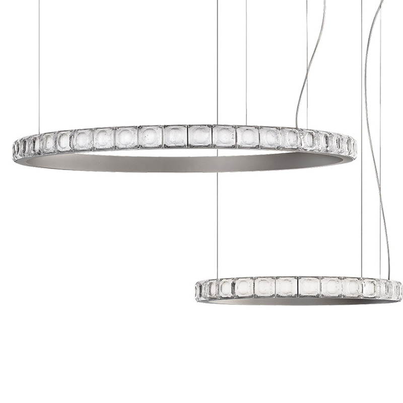 Люстра Ring horizontal silver chandelier Прозрачный Серебряный в Воронеже | Loft Concept 