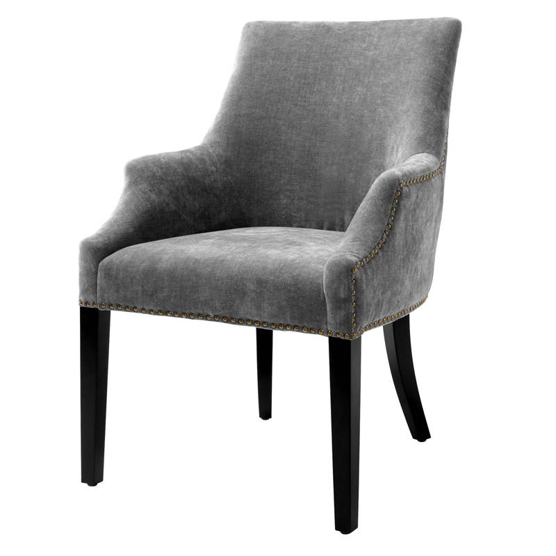 Стул Eichholtz Dining Chair Legacy grey Серый Черный Латунь Античная полированная в Воронеже | Loft Concept 